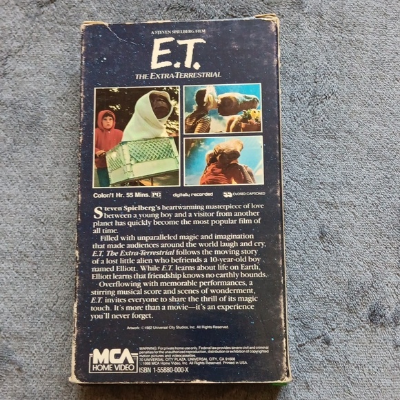 1982 ET VHS Tape, Classic 80s Movie On Video Cassette, Extraterrestrial - Picture 3 of 9